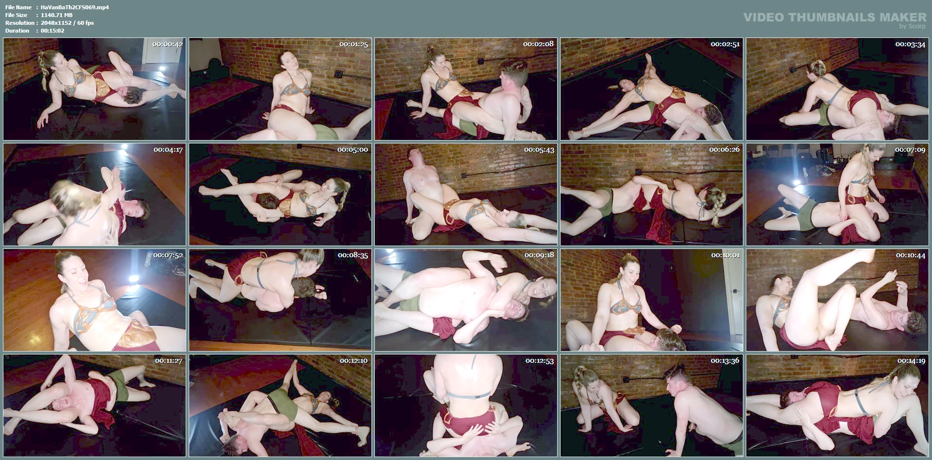 Princess Leia Scissor Dominates Hanz Vanderkill With Leg Scissorholds Body Scissors Head Scissors - HANZ VANDERKILL'S BATTLE THEATRE - MP4